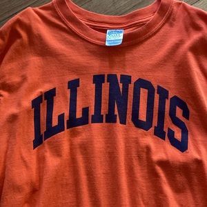 University of Illinois Illini orange tee shirt size large chief Illiniwek
